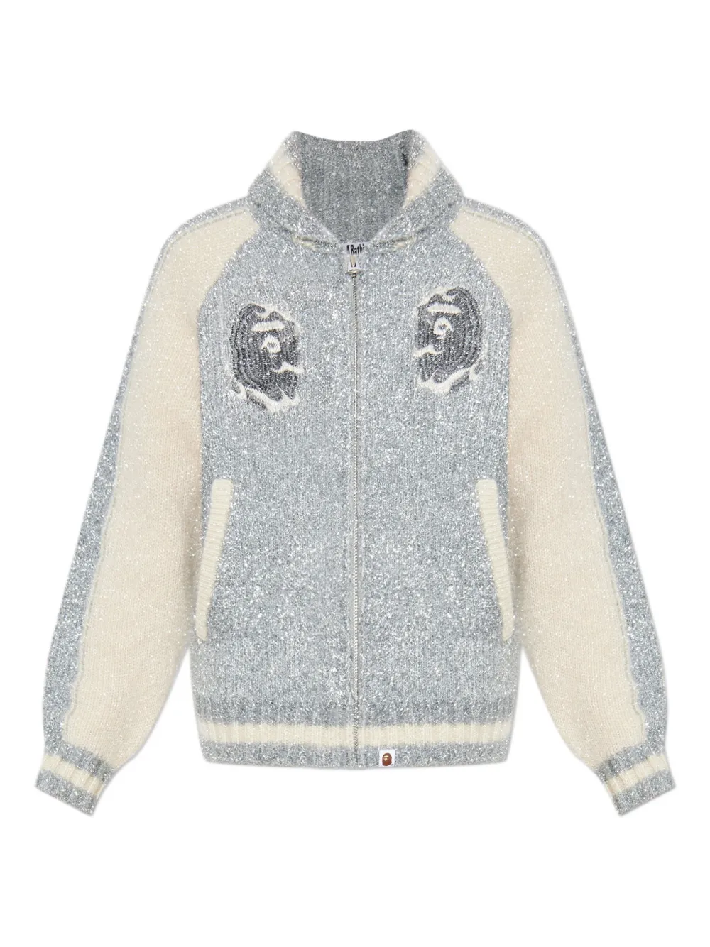 

Куртка на молнии с аппликацией A Bathing Ape, серебристый