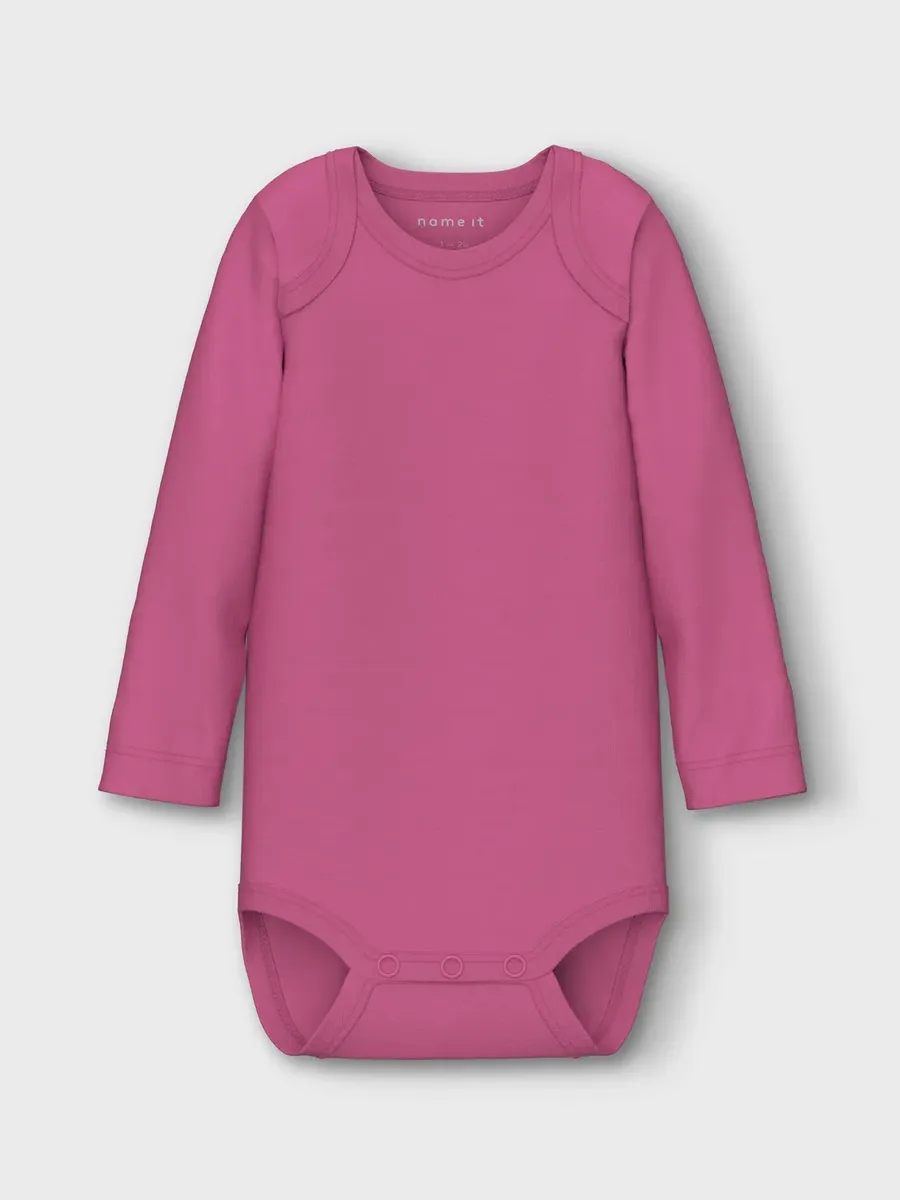 Боди с длинными рукавами Name It "NBFBODY 3P LS IBIS ROSE DEER NOOS", цвет Ibis Rose — фото 4