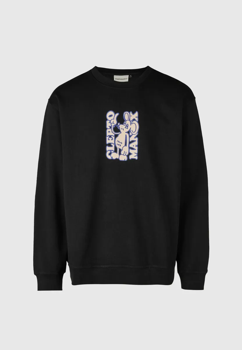 

Толстовка Cleptomanicx "Boxy Crewneck Thug Mouse", свободного кроя, черный