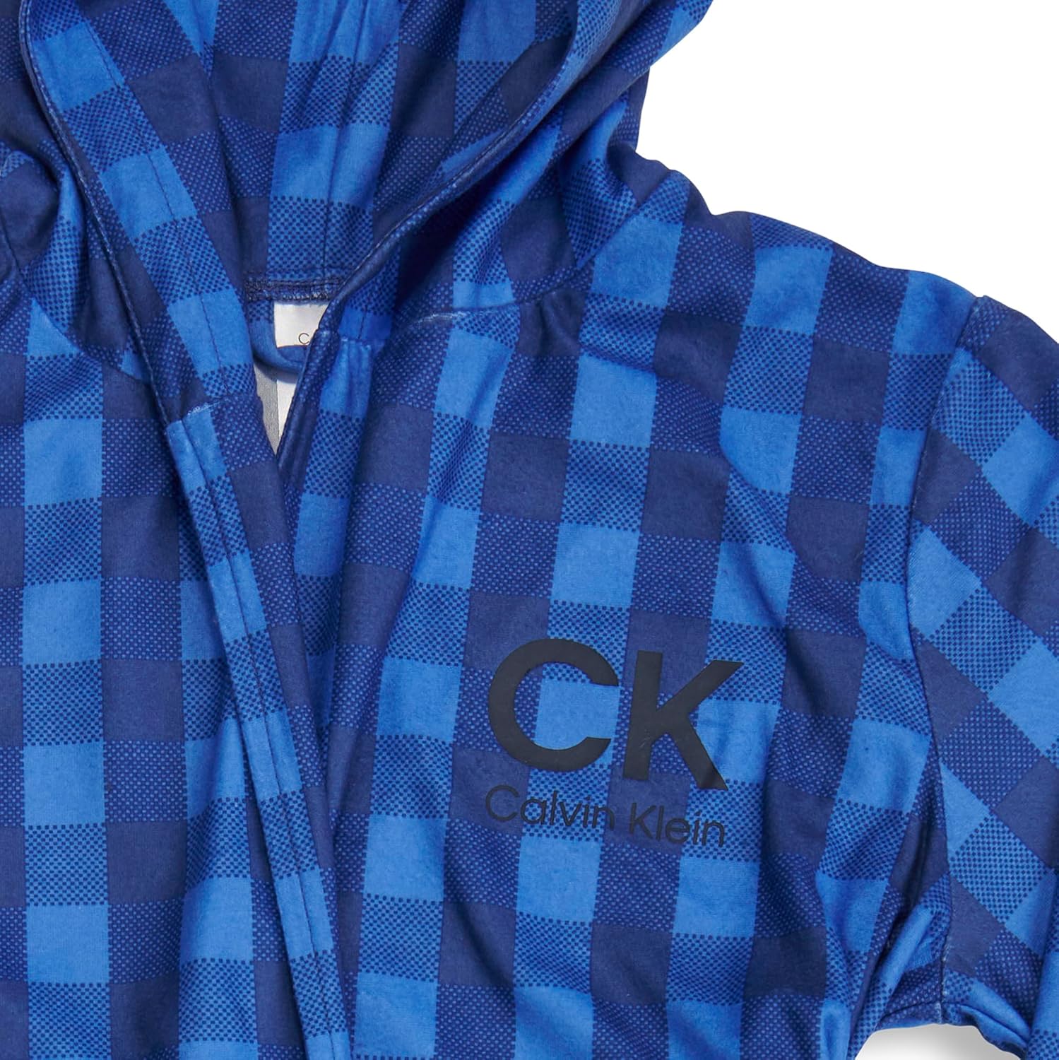 Уютный халат Calvin Klein Boys с капюшоном и манжетами на рукавах, Blue Plaid — фото 2