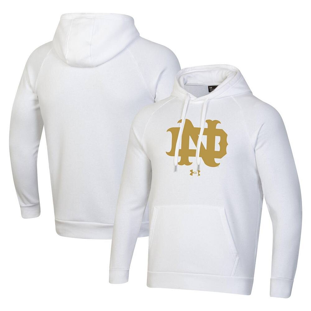 

Мужской Under Armour белый Notre Dame Fighting Irish Throwback Interlocking ND Gold Rush Rival пуловер с капюшоном и капюшоном, цвет Ntd White