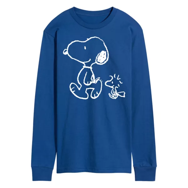

Мужская футболка с длинным рукавом Peanuts Snoopy Woodstock Walk Licensed Character, синий