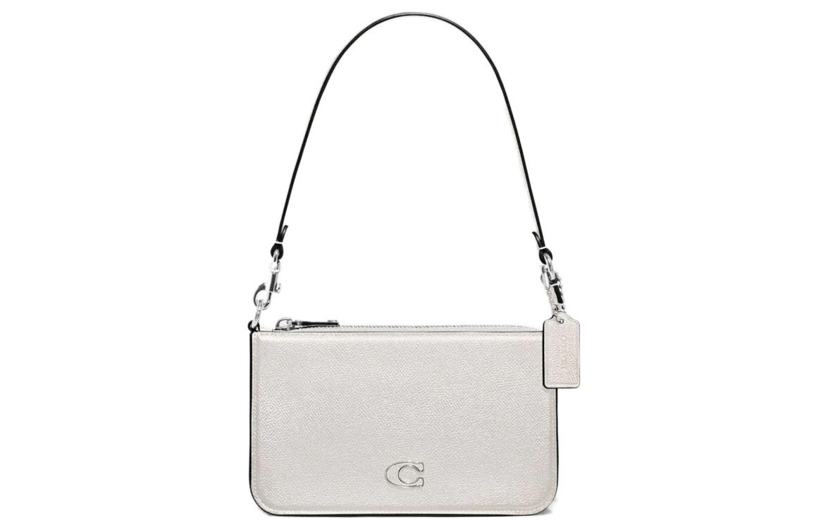 

Сумка-клатч из кожи с тиснением и канвой, через плечо, женская, белый COACH