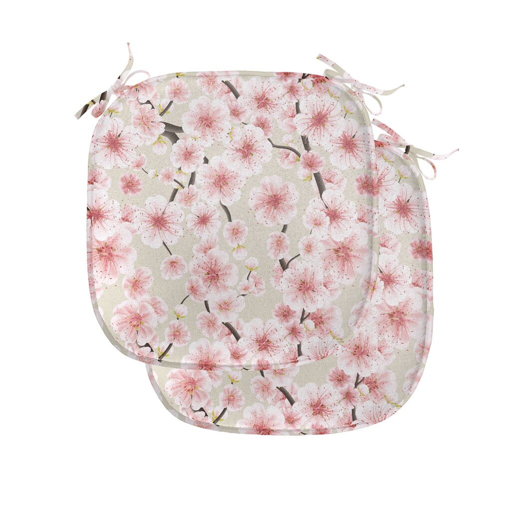 

Подушки для обеденного стула ABAKUHAUS Cherry Blossom, случайный узор, декоративная водонепроницаемая подушка с ремнями для кухонных сидений, 40 см x 40 см — упаковка из 2 шт., коралловый бледно-зеленый коричневый, белый