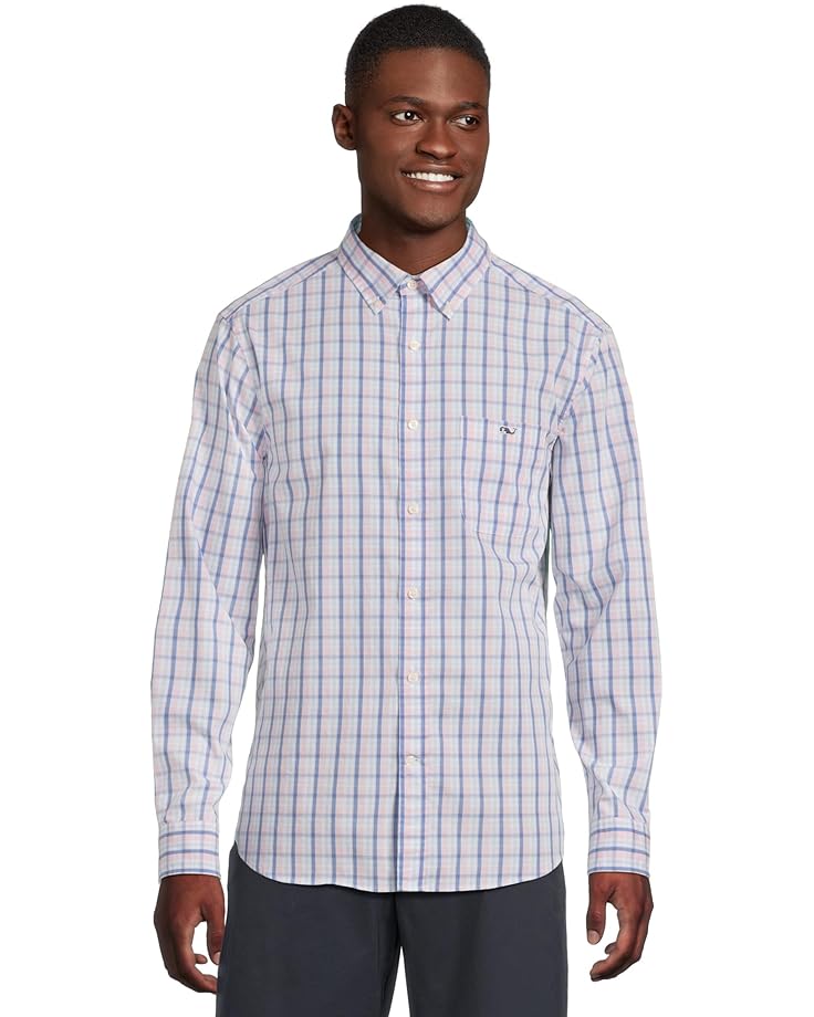

Рубашка Vineyard Vines Sandie Plaid Perfect Wash Shirt, цвет Flamingo