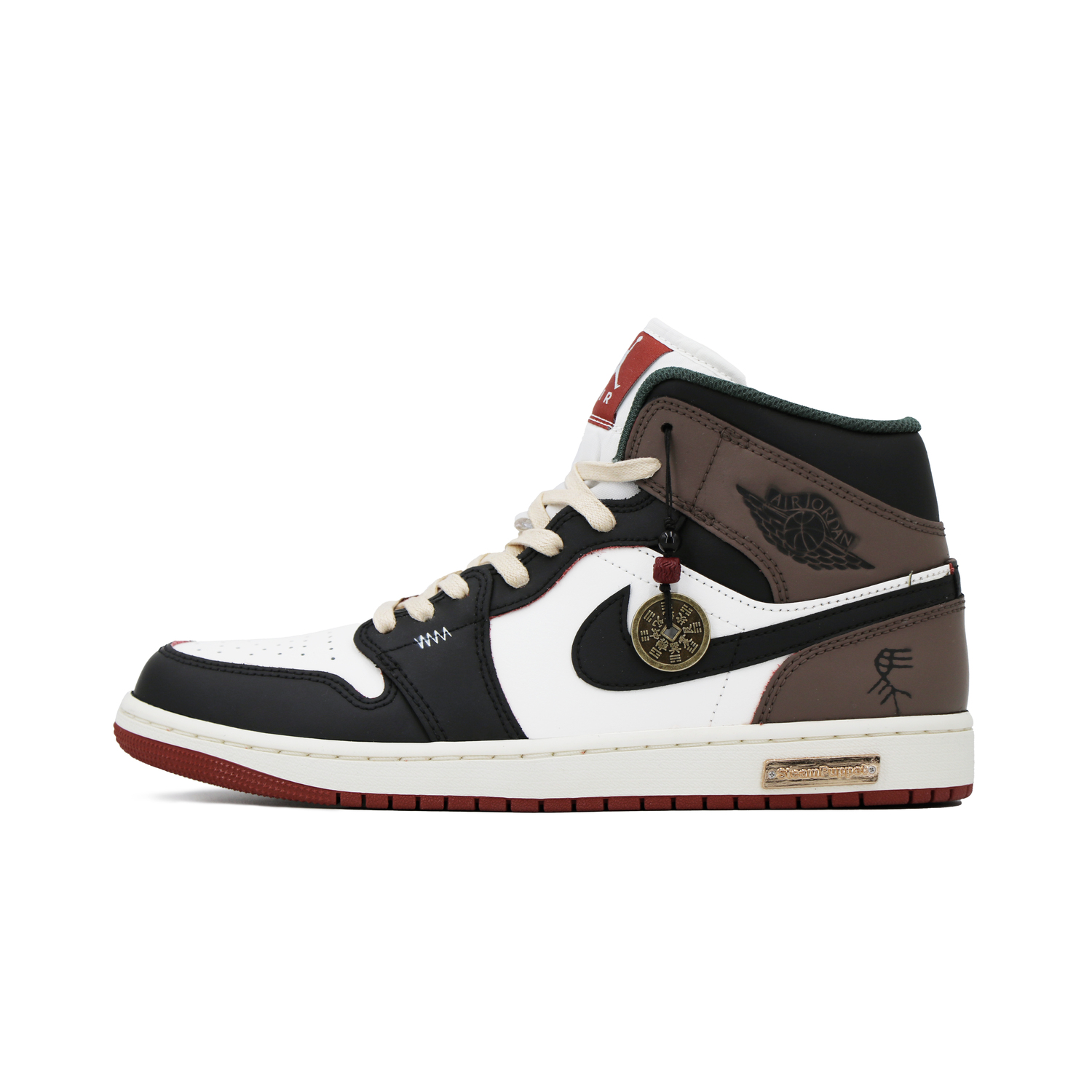 Jordan Кроссовки Air 1 Mid top Vintage Basketball Shoes Unisex Brown — фото 3