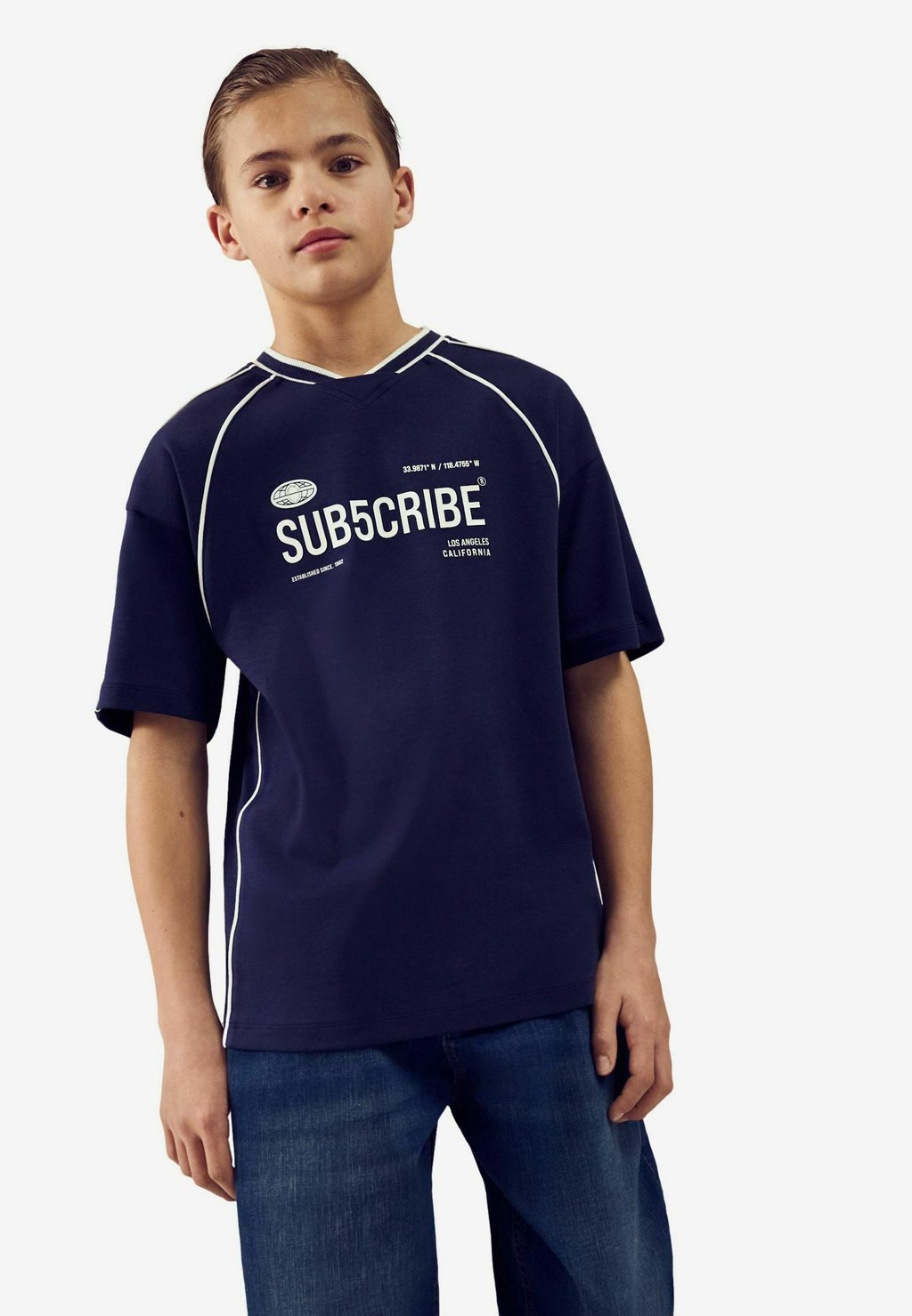 

Футболка с принтом SUBCRIBE SHORT SLEEVE Next, синий