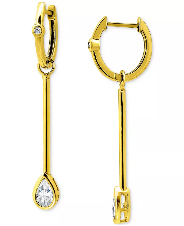 

Серьги-Кольца с подвесками в форме груши, украшенные кубическим цирконием, из стерлингового серебра с покрытием из 18-каратного золота, эксклюзивно в Macy's Giani Bernini, gold