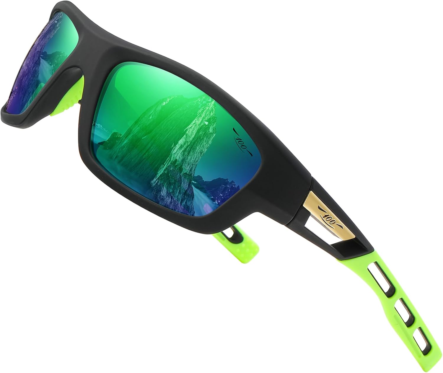 

100 классических поляризованных спортивных солнцезащитных очков для мужчин, женщин и молодежи: для бейсбола, рыбалки, велоспорта, бега, гольфа, тактические очки с защитой от УФ-излучения UV400 и линзами FHD 100 CLASSIC, Green