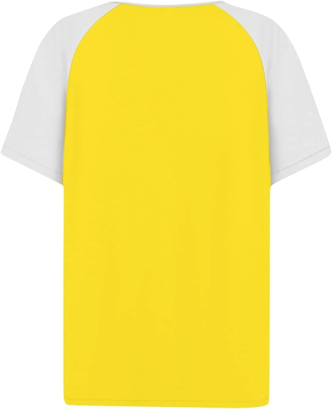 Generic Женские топы, футболки с коротким рукавом, пуговицами и V-образным вырезом, однотонные, летние, свободные, повседневные, размеры S-3XL, 3-Gelb — фото 3