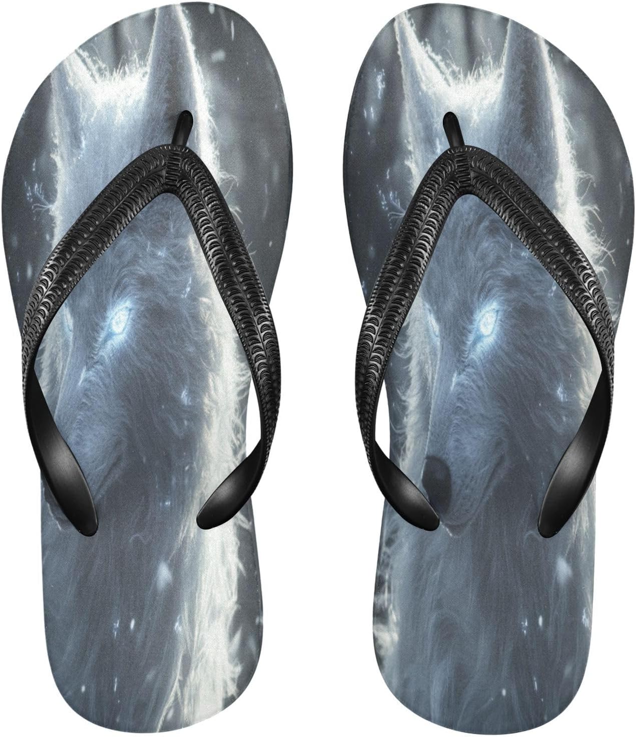 

Вьетнамки с мерцающими глазами волка, серебряные пляжные шлепанцы, резиновые нескользящие летние тапочки для женщин и мужчин Sinestour