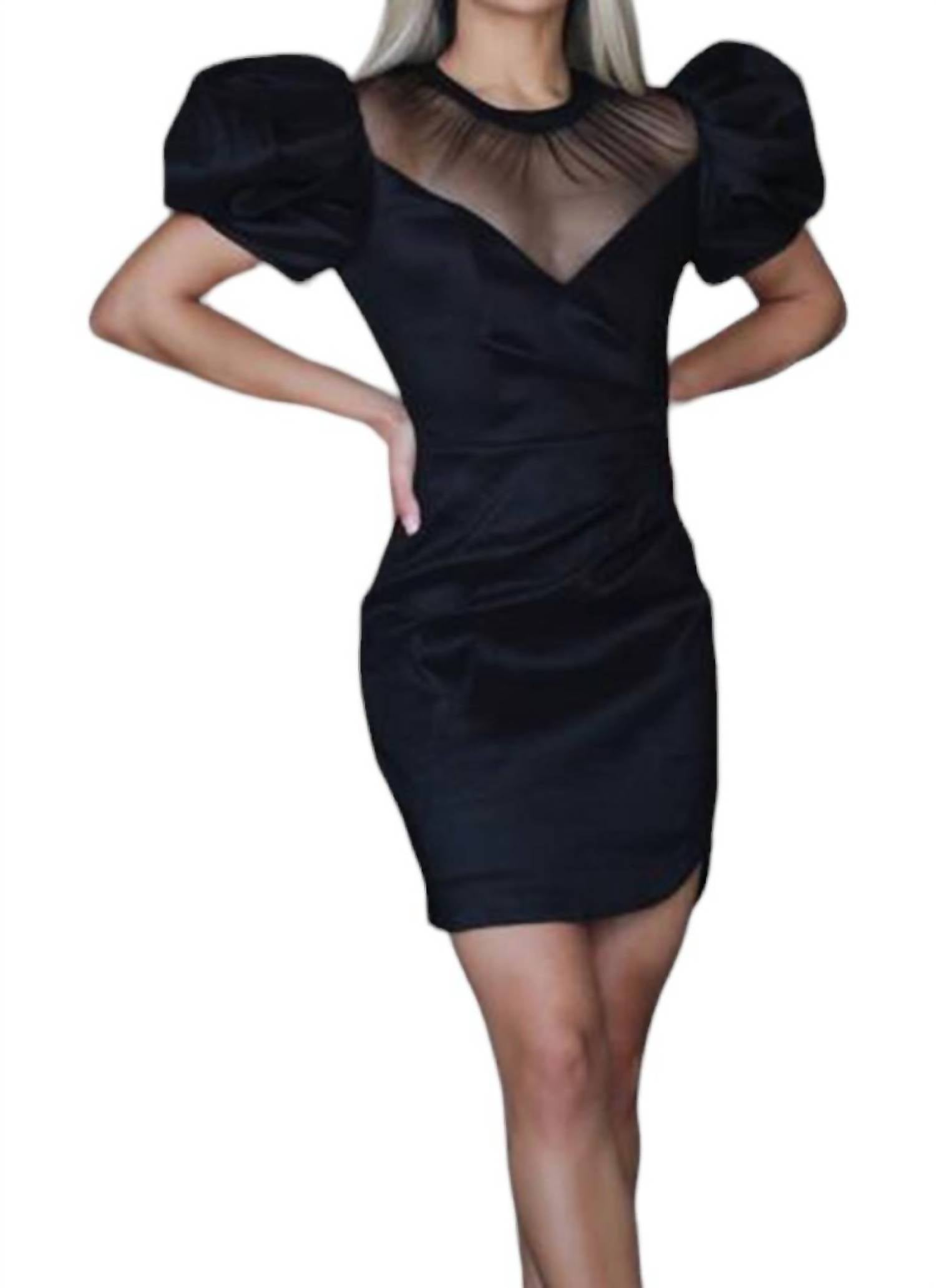 

Платье Illusion High Neck с короткими рукавами черного цвета Karlie