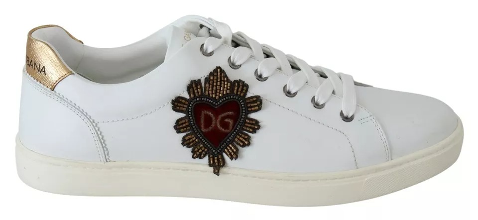 

Белые кожаные кеды Heart Low Top Мужская обувь Dolce & Gabbana