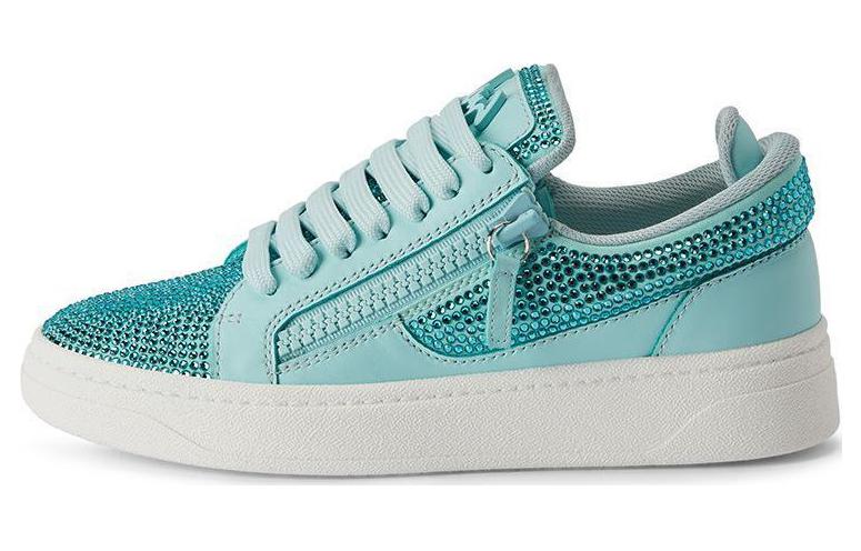 Женские кожаные кроссовки GZ94, украшенные стразами Giuseppe Zanotti, Blue