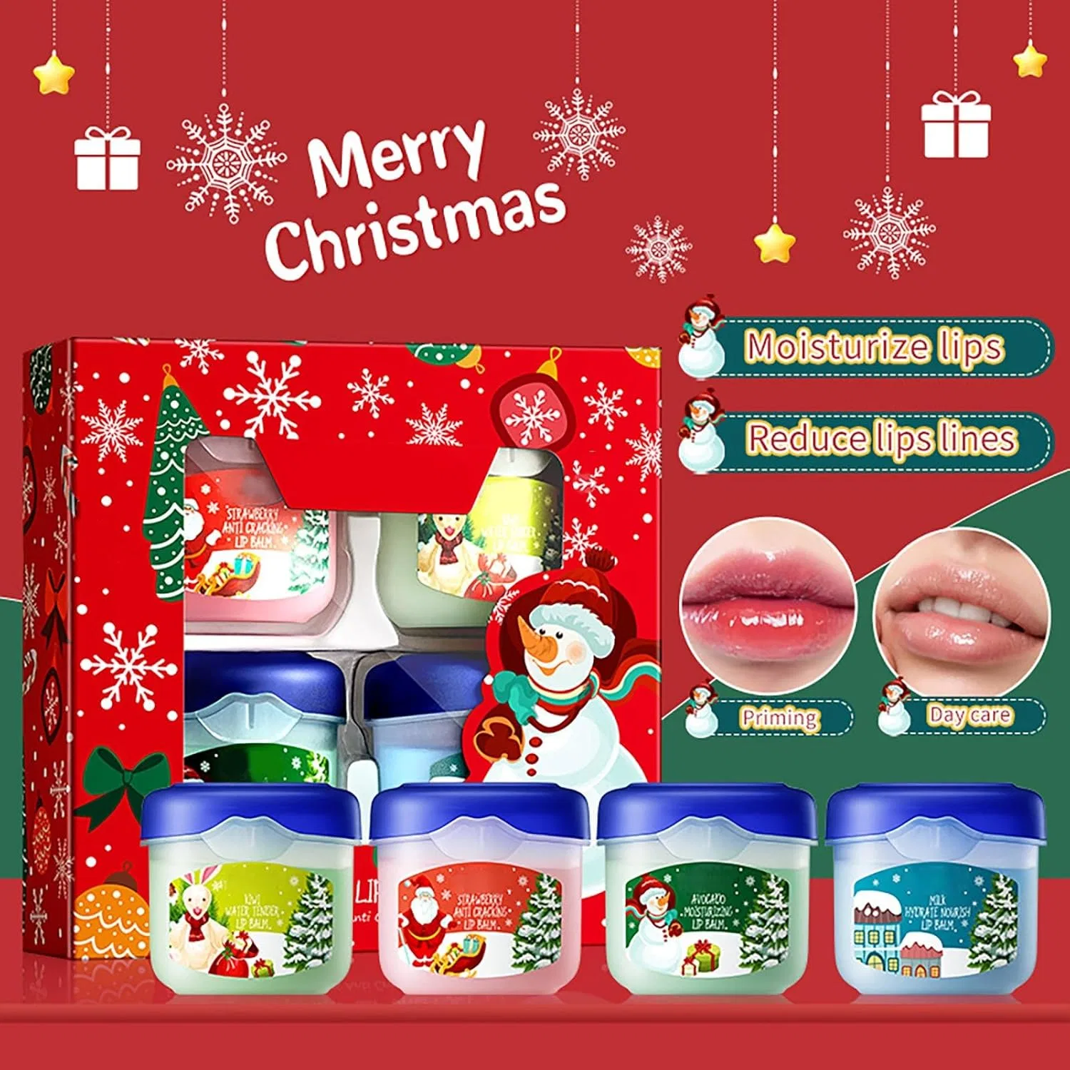 Набор мини-бальзамов для губ «Christmas Lip Balm Set» Radiantre, 1 Set — фото 2