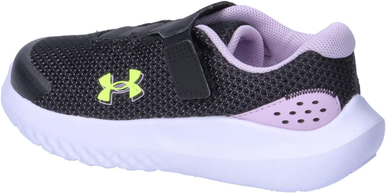 Детские кроссовки Under Armour Baby Girls' Surge 4 с альтернативной застежкой, (001) Black/Purple Ace/High Vis Yellow — фото 3