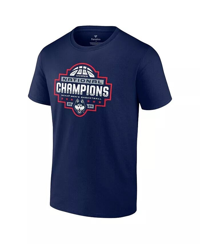 

Мужская темно-синяя футболка с логотипом Uconn Huskies 2024 NCAA по баскетболу и логотипом национальных чемпионов Fanatics Authentic, синий
