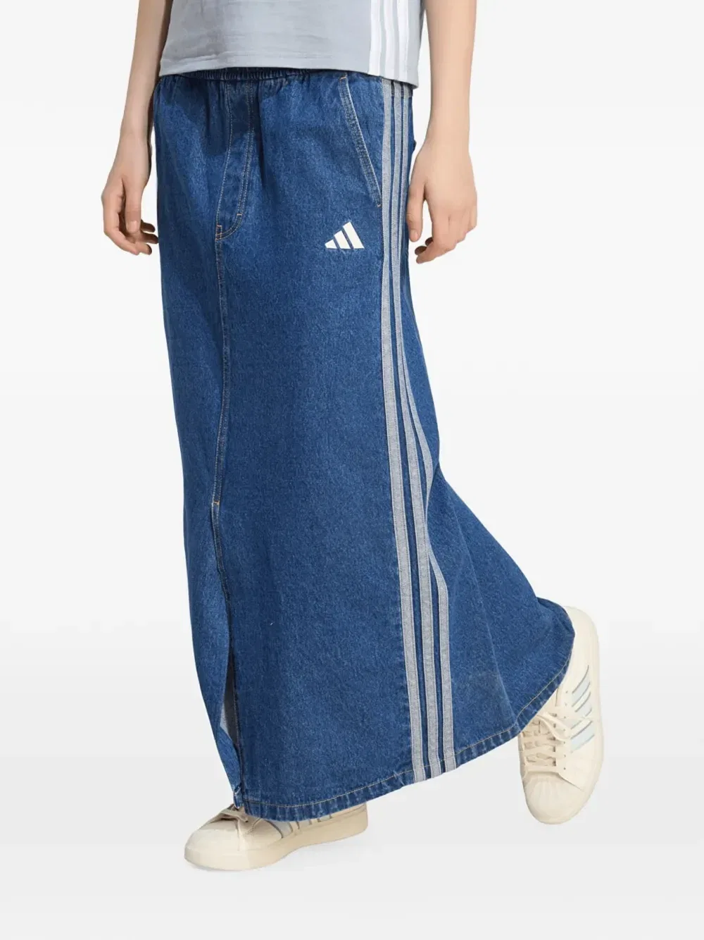Выбеленная джинсовая юбка Stadium Adidas, синий
