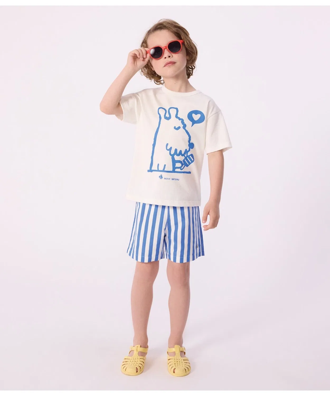 Детские плавки с полосатым принтом Stripe PETIT BATEAU, White/Blue — фото 4