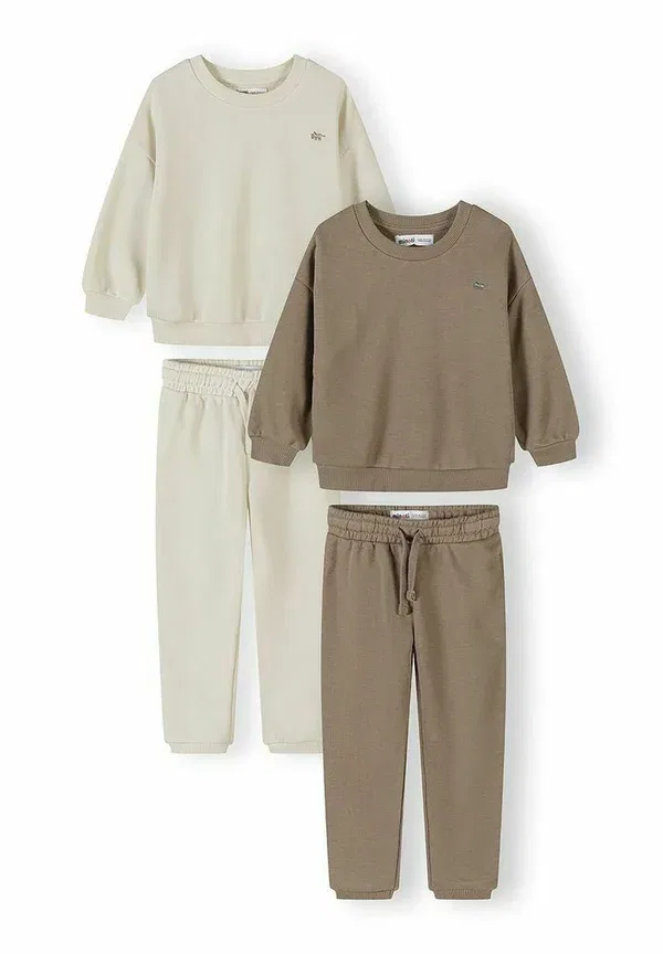 Комплект из двух предметов: свитшот и брюки Dinosaurs Minoti cream brown, коричневый