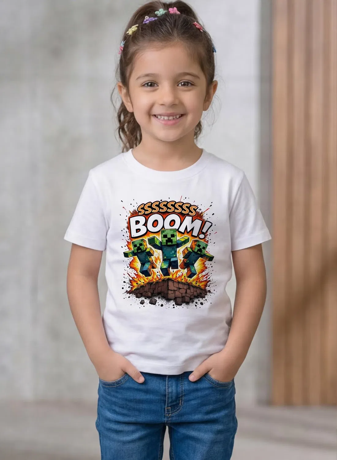 Футболка детская с принтом Pixel Boom Video Game Explosion Funkaar, белый