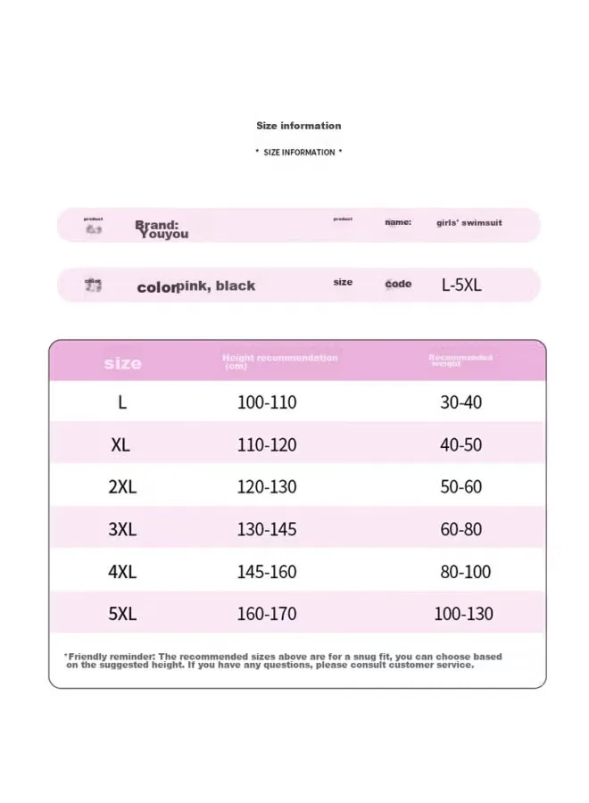 Комплект купальников для девочек с защитой от солнца, 6 предметов, Youyou, розовый — фото 4