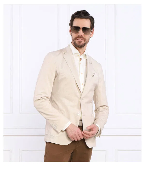 Мужской пиджак slim fit C-HANRY-J-232 BOSS, бежевый — фото 3