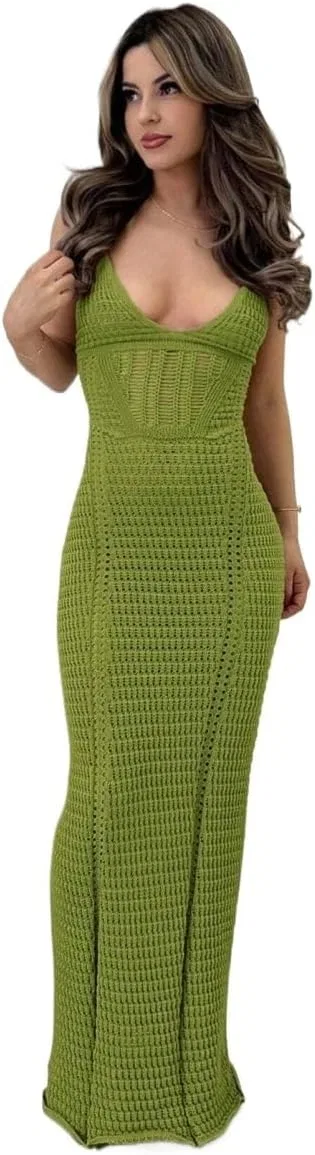 Женское повседневное платье с открытой спиной на шнуровке Generic, Olive Green