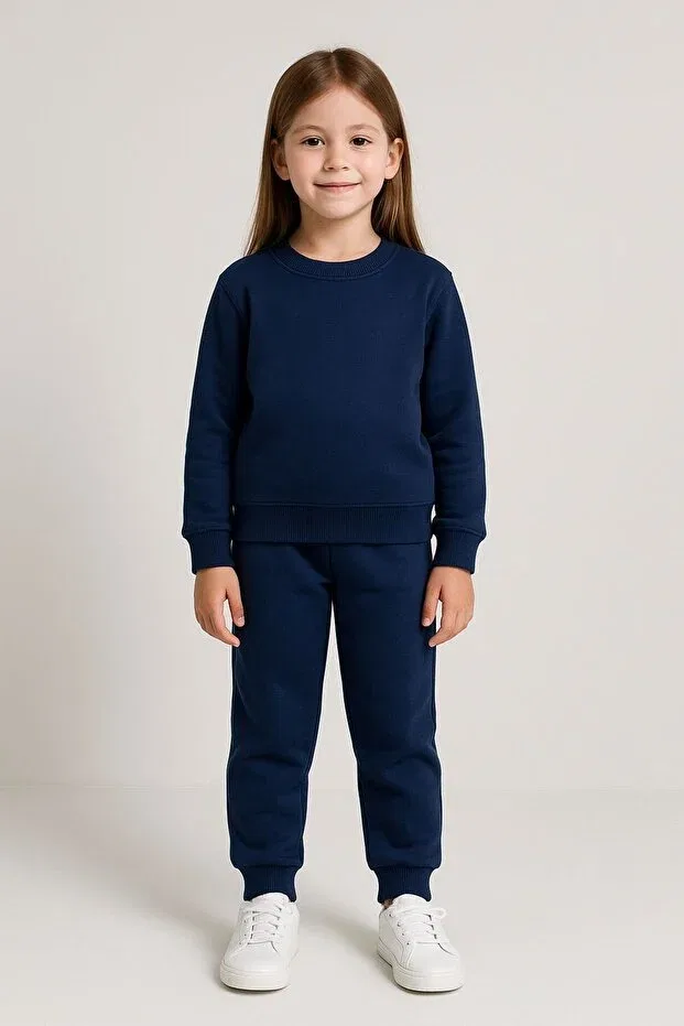 Детский комплект из футера с капюшоном и брюк Ueskids, Navy Blue — фото 3