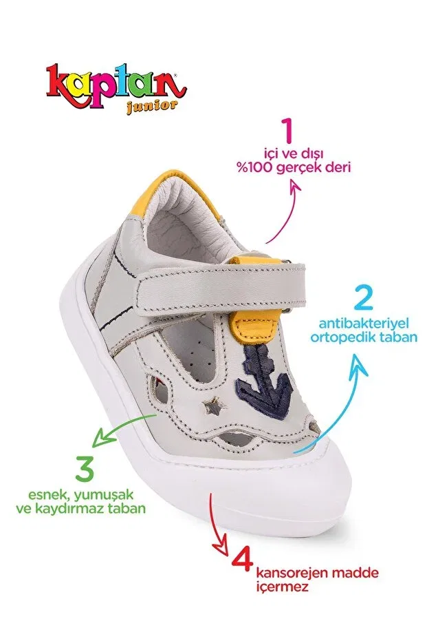 Детские туфли для мальчиков с ортопедической подошвой Kaptan Junior, Gray — фото 2