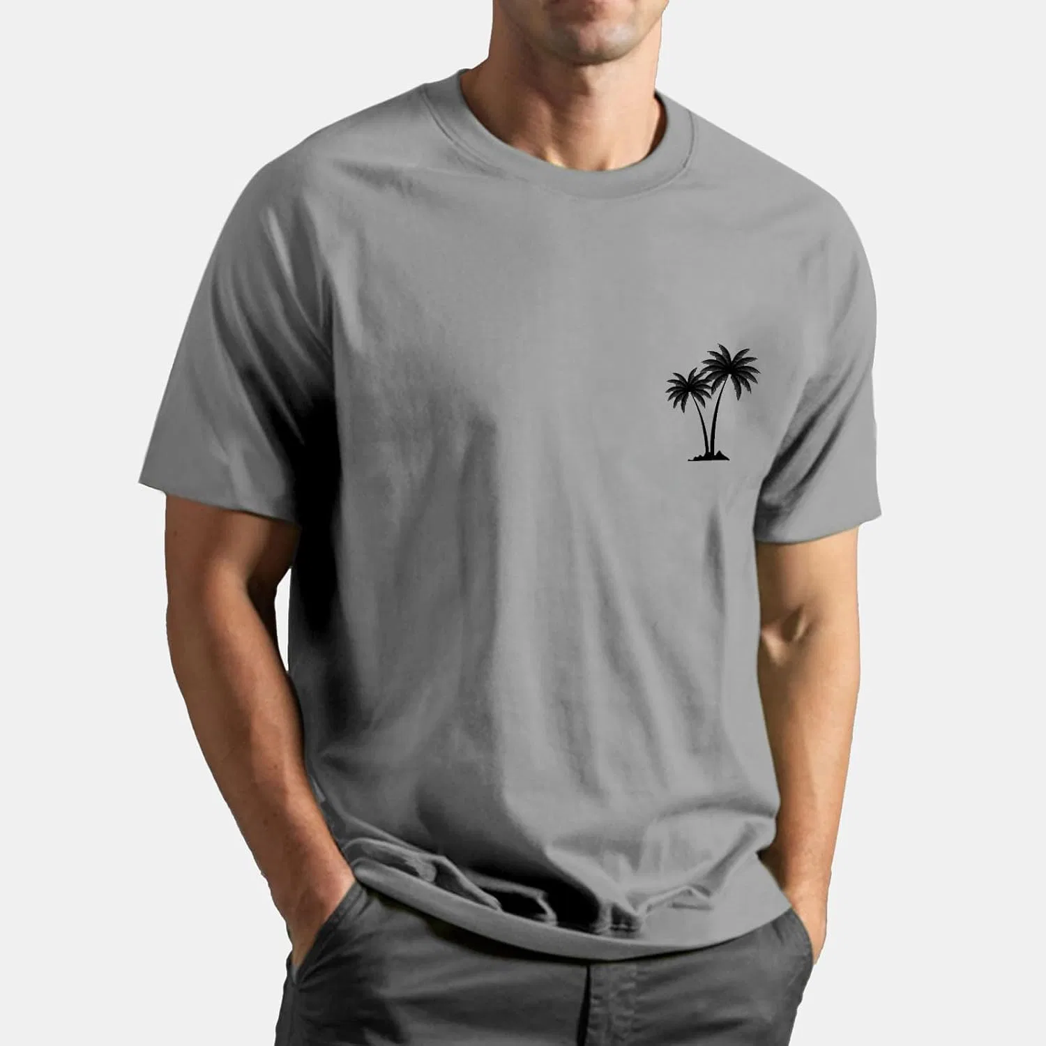 Мужская футболка с коротким рукавом базовый крой, Light Gray — фото 2