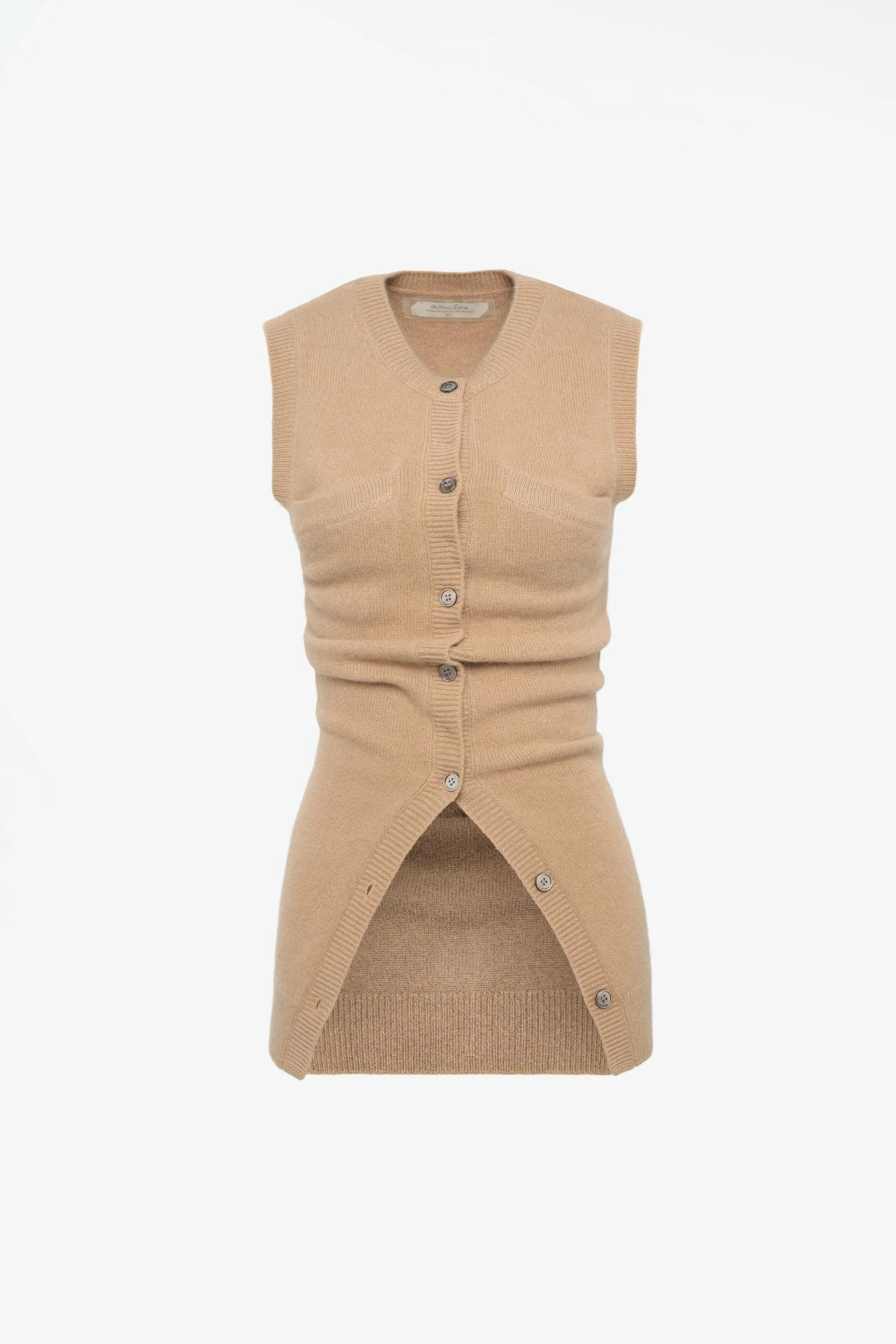 Жилет Zara трикотажный из кашемира, бежевый