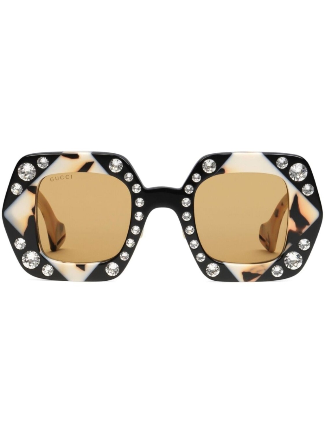 

Gucci Eyewear солнцезащитные очки в прямоугольной оправе с кристаллами, черный