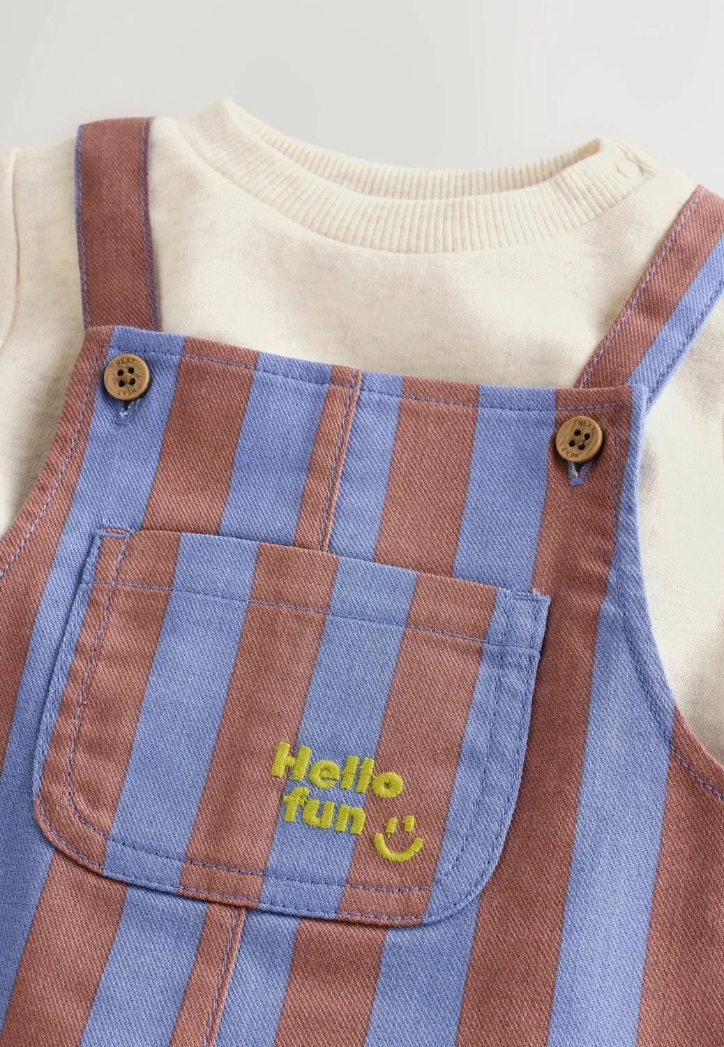 Детский комбинезон из саржи и боди - боди Next, Blue Brown Stripe — фото 2