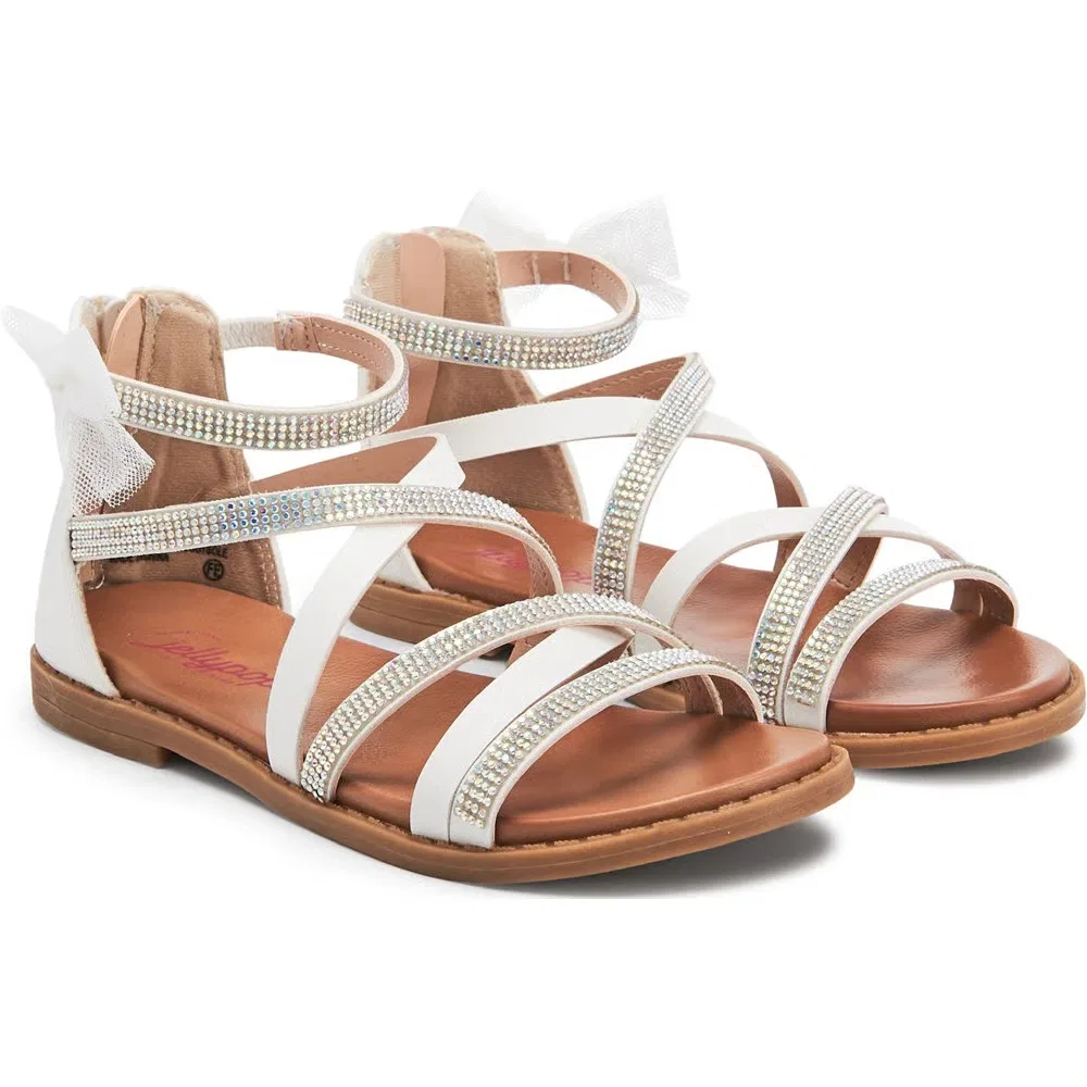 Детские гладиаторские сандалии Azairi Jellypop, White Jeweled