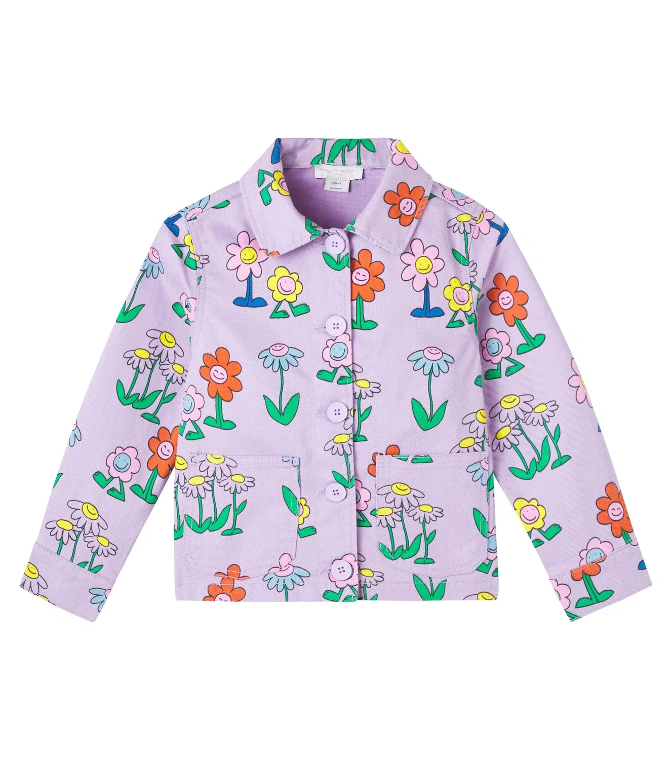 Легкая куртка с цветочным принтом Stella Mccartney Kids, фиолетовый
