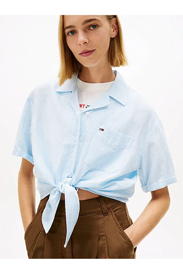Женская рубашка с принтом Tommy Hilfiger, Blue - Pink — фото 2