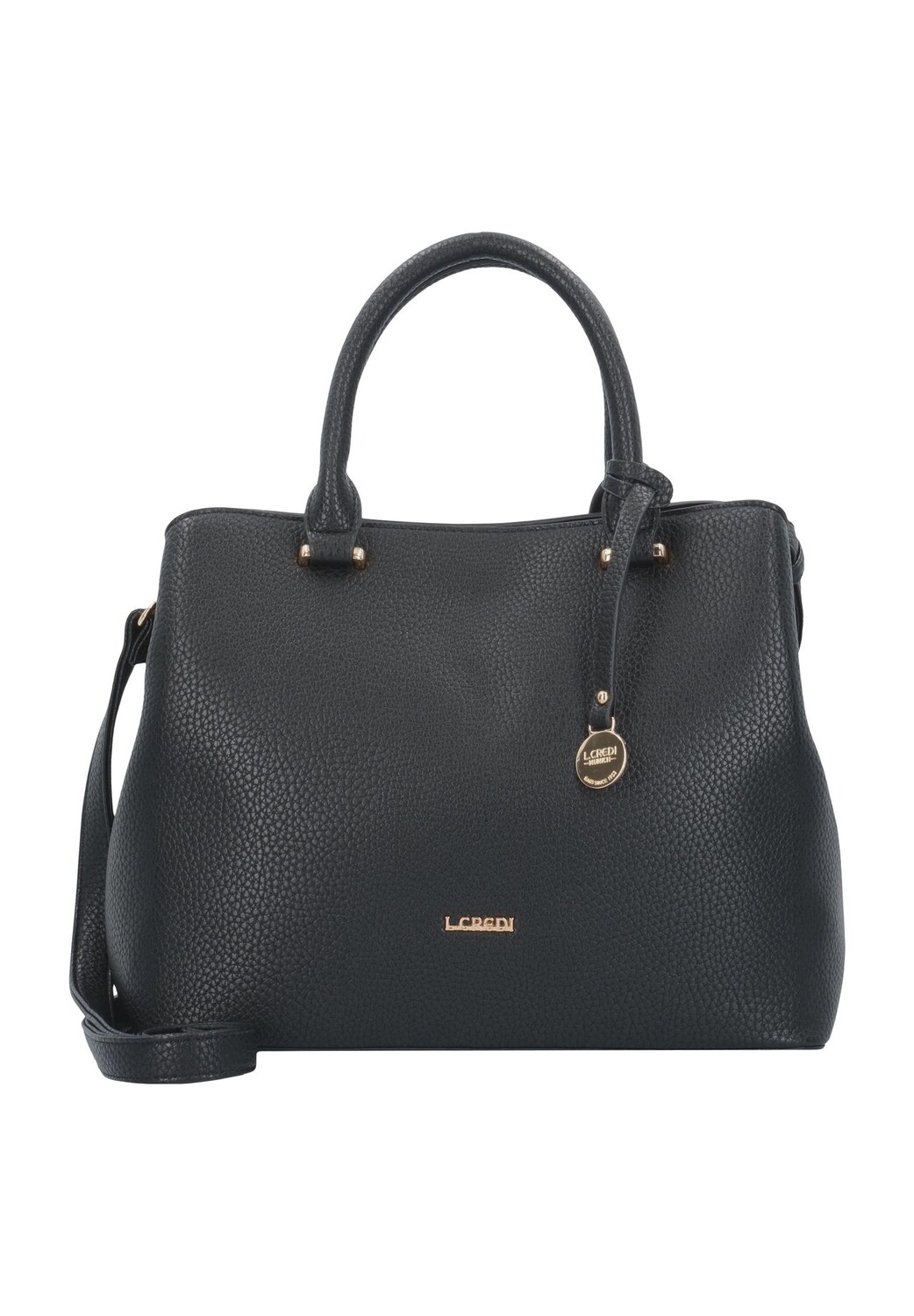 

Сумка с ручкой, шлифованные гвозди, эмблема, для женщин L.CREDI, черный