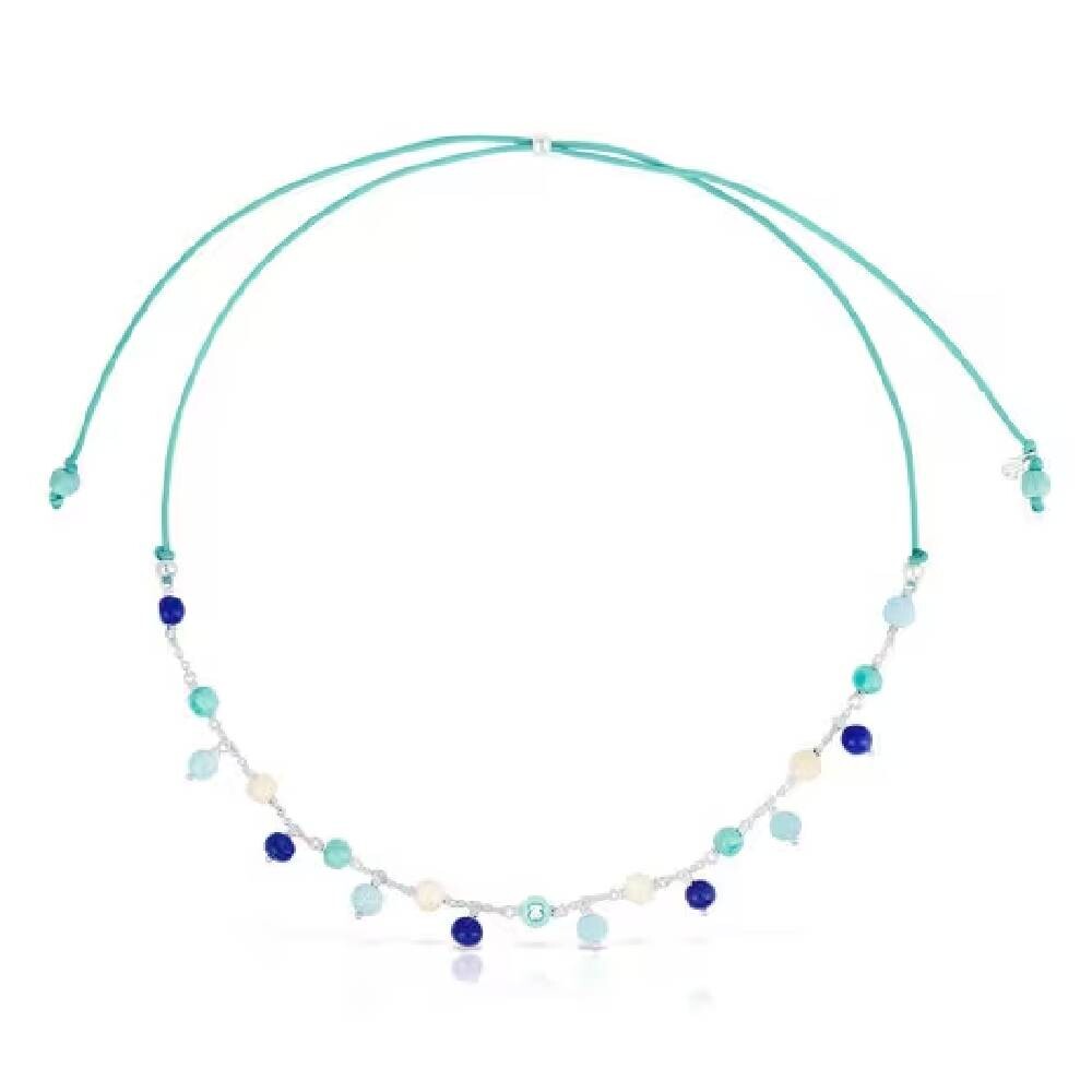 

Колье Tous Icon Glass Blue Neylon, серебро/муранское стекло