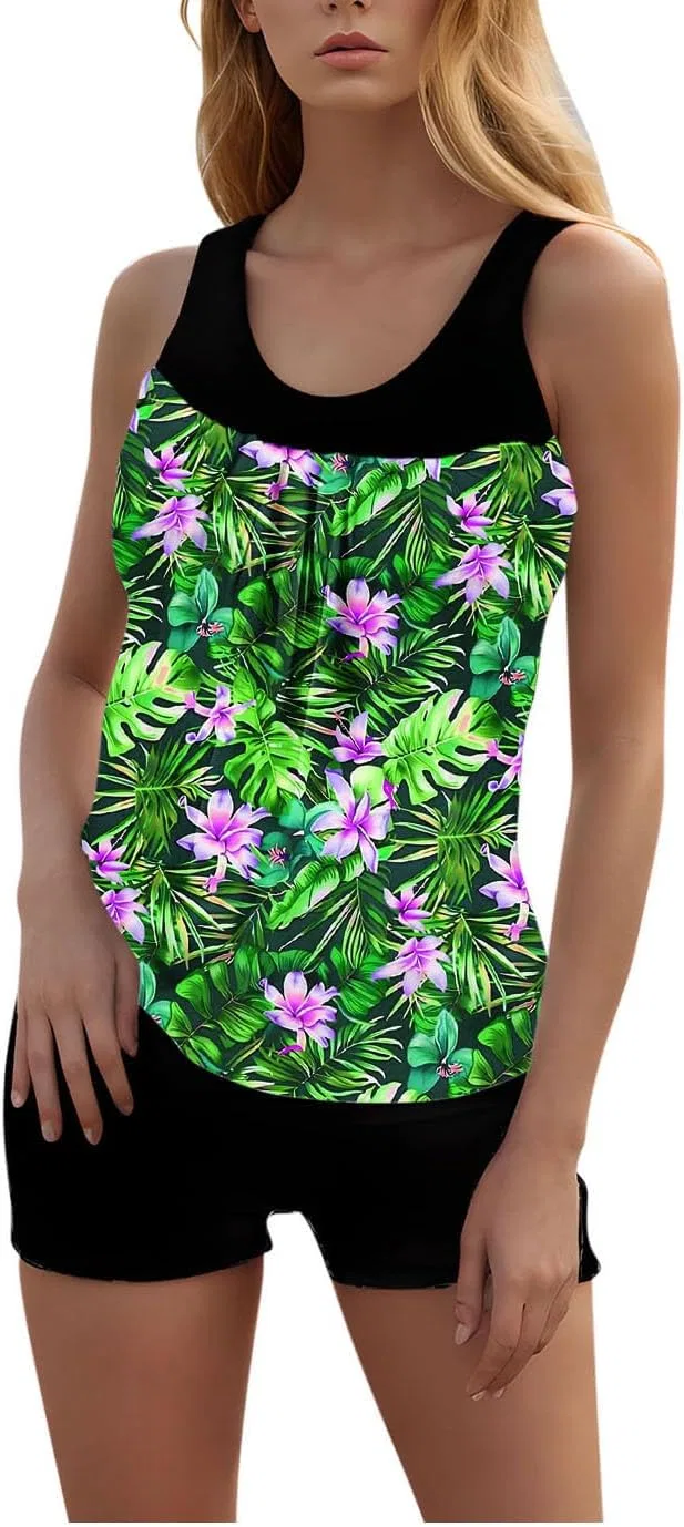 Женский танкини-комплект с контролем живота Athletic Swimwear, Green — фото 2