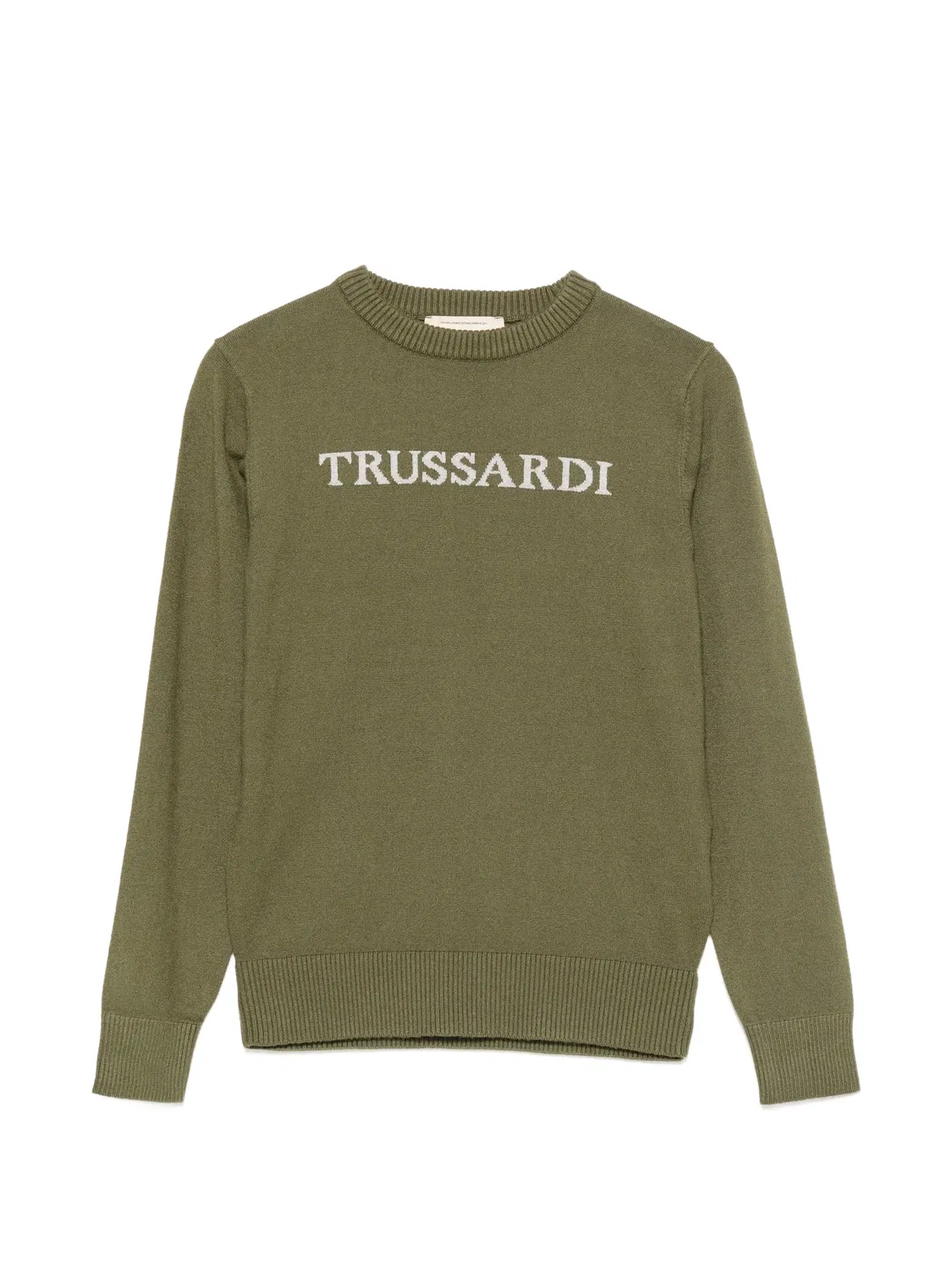 Свитер с круглым вырезом и логотипом Trussardi Junior, зеленый