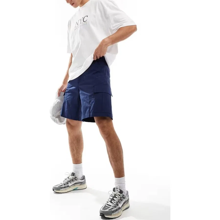 Шорты спортивные с принтом Club Woven Chino Shorts Navy Nike, Темно-синий — фото 4