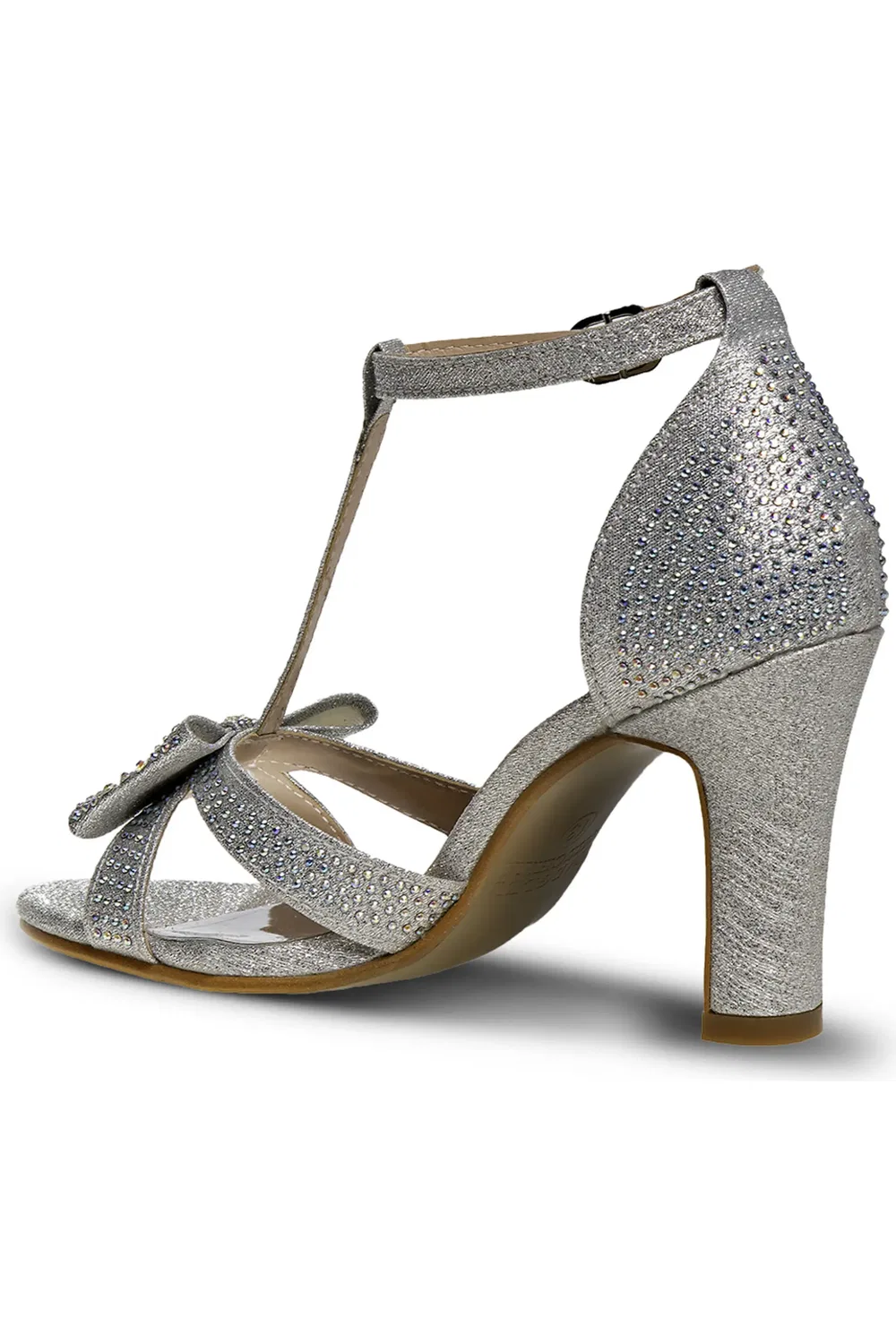 Детские сандалии на каблуке со стразами Badgley Mischka Collection, Silver — фото 2