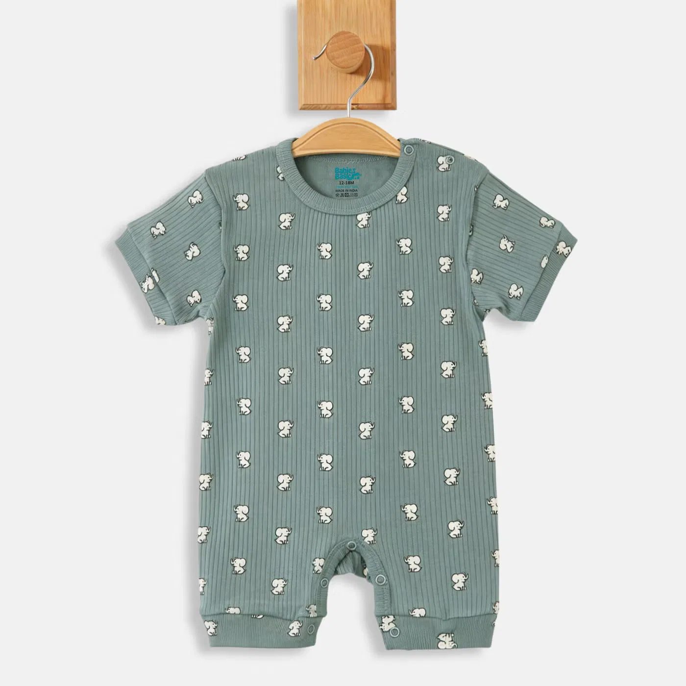 Babies Basic Боди-комбинезон с коротким рукавом, зеленый — фото 4