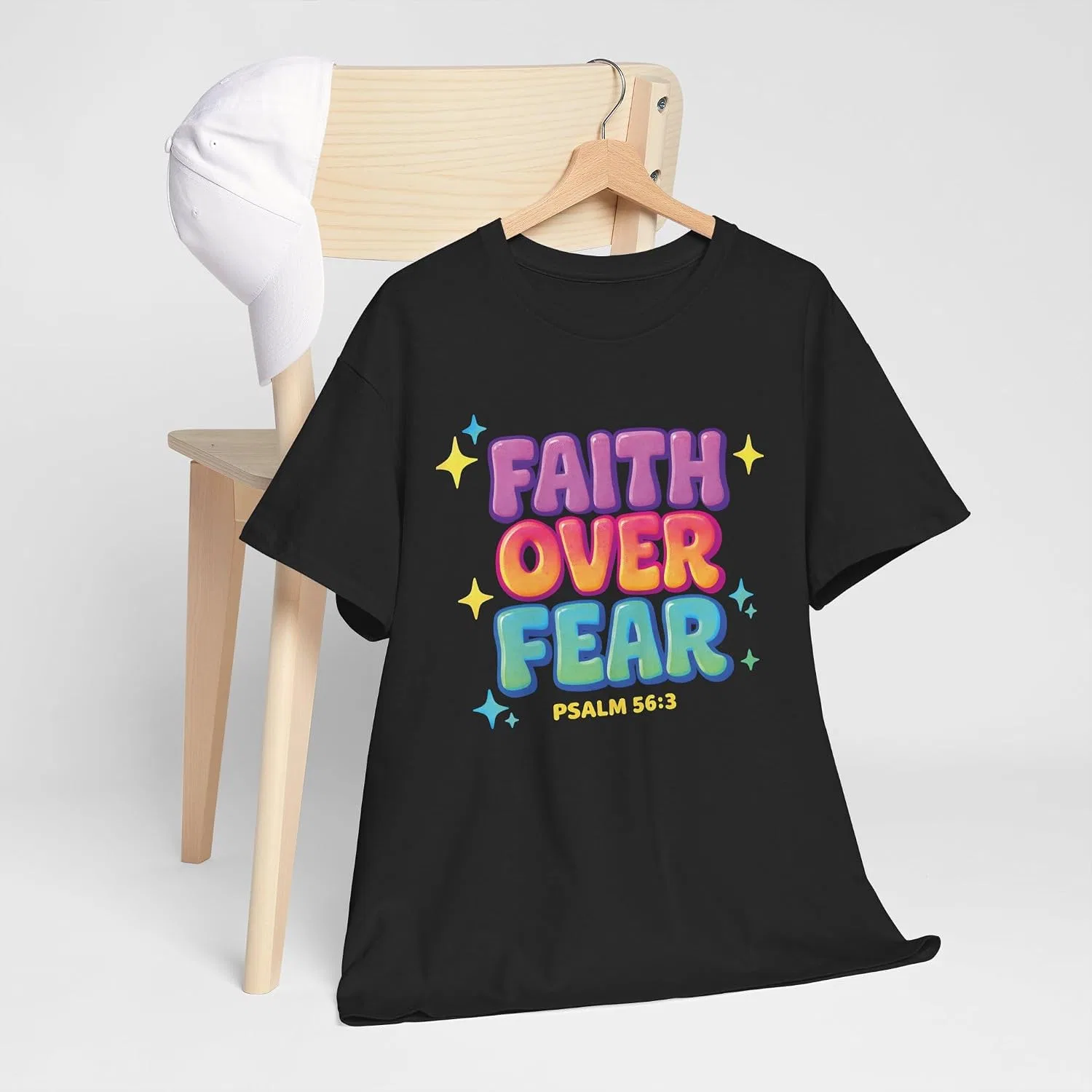Мужская футболка с принтом Faith Over Fear, чёрный — фото 4