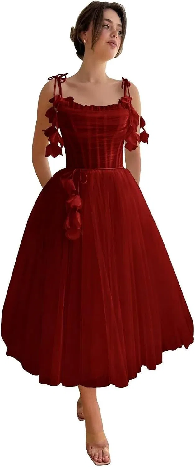 Женское платье A-силуэта с цветами MJ63, Wine Red