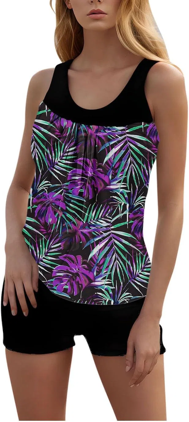 Женский танкини-комплект с контролем живота Tropical Hawaii Beachwear, Purple — фото 2