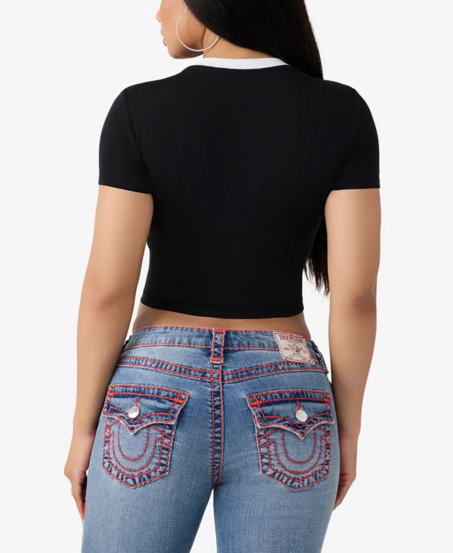 Футболка с принтом и кристаллами Crystal Heritage Baby True Religion, Jet Black — фото 3