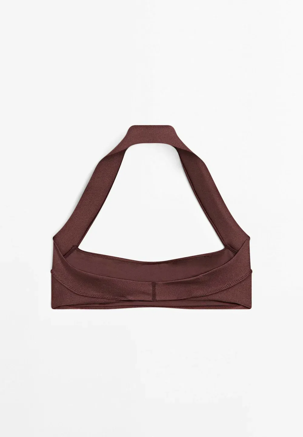 Блестящий топ от бикини с завязками на шее - топ от бикини Massimo Dutti, Dark Brown — фото 4