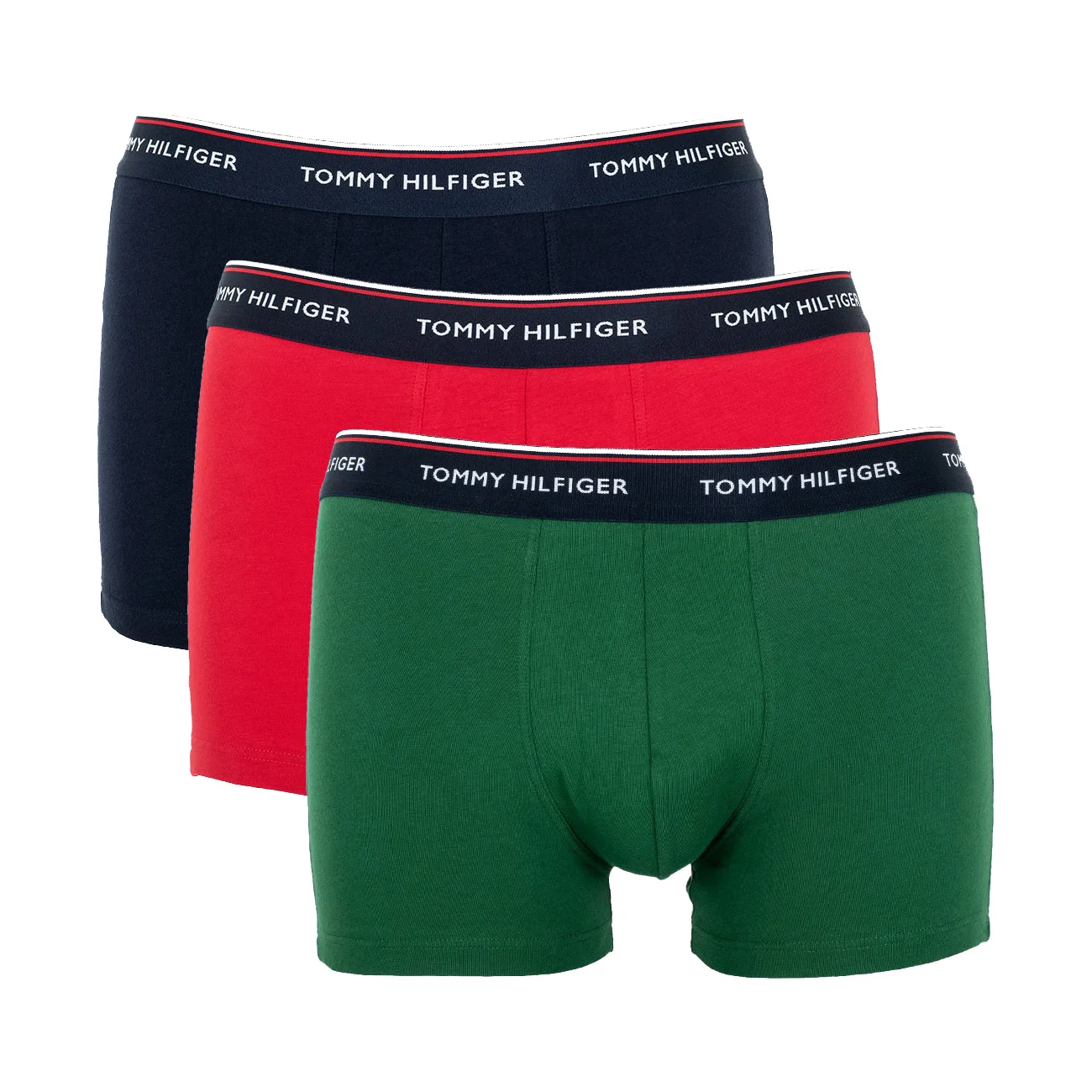 Комплект трусов Tommy Hilfiger из органического хлопка с логотипом, 3 предмета, зеленый/красный/темно-синий